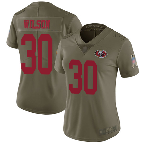 San Francisco 49ers Limited Olive Women Jeff Wilson NFL Jersey #30 2017 Salute to Service